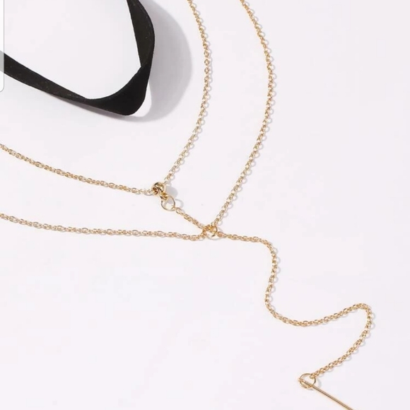 *Pearl* Black Choker Layered Necklace - Picture 3 of 3